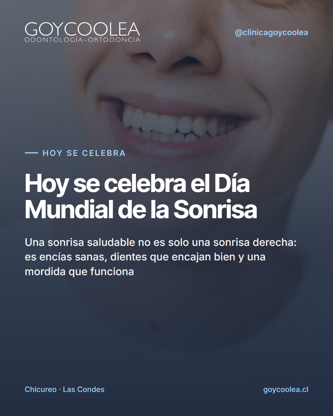 Ilustración de una sonrisa con el texto Día Mundial de la Sonrisa