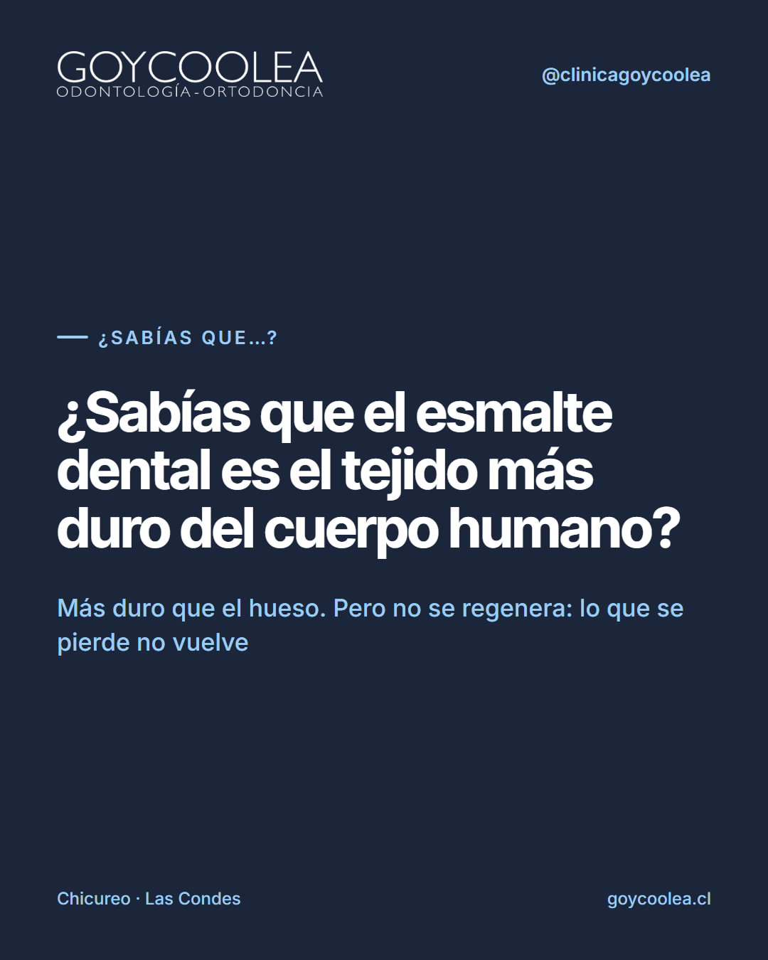 Dato curioso sobre el esmalte dental en tipografía grande