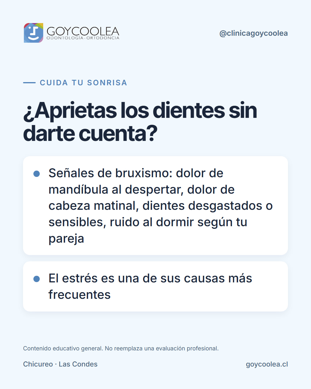 Lista de señales de bruxismo sobre fondo de la marca