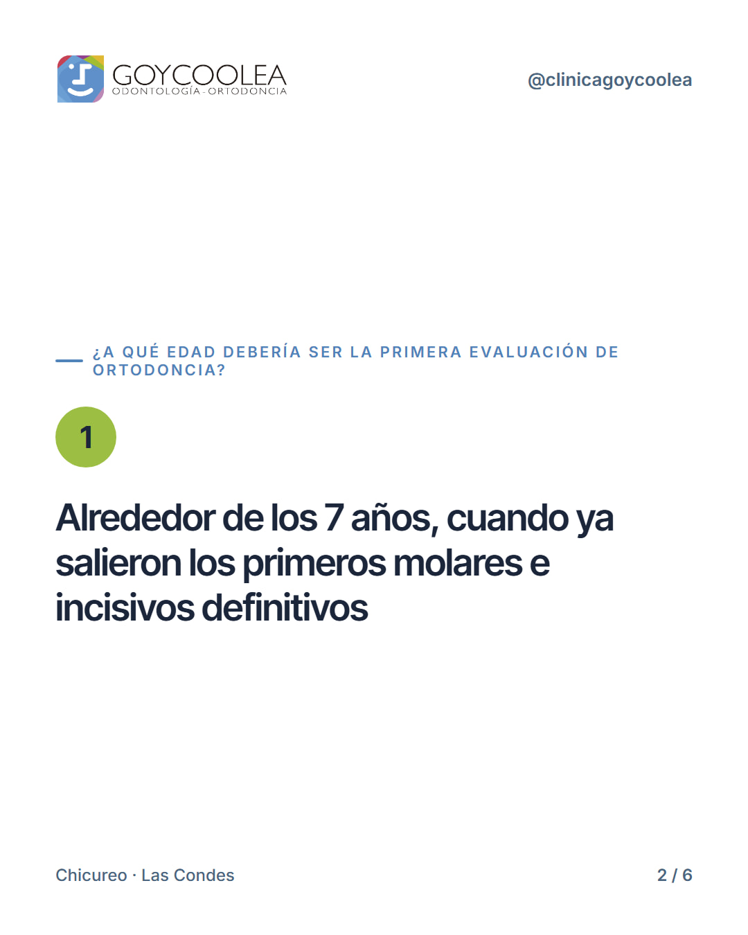 Carrusel sobre la edad recomendada para la primera evaluación de ortodoncia