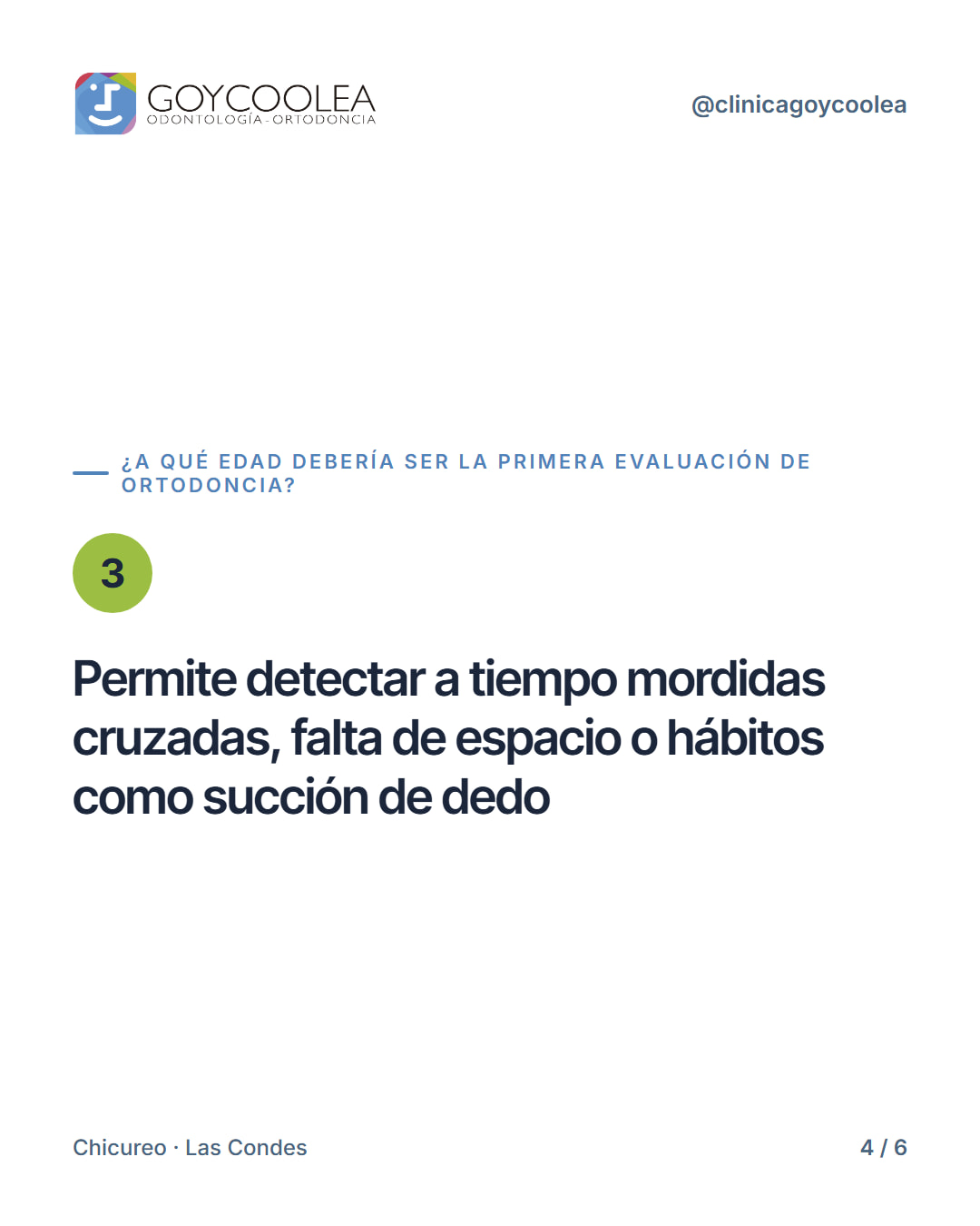 Carrusel sobre la edad recomendada para la primera evaluación de ortodoncia