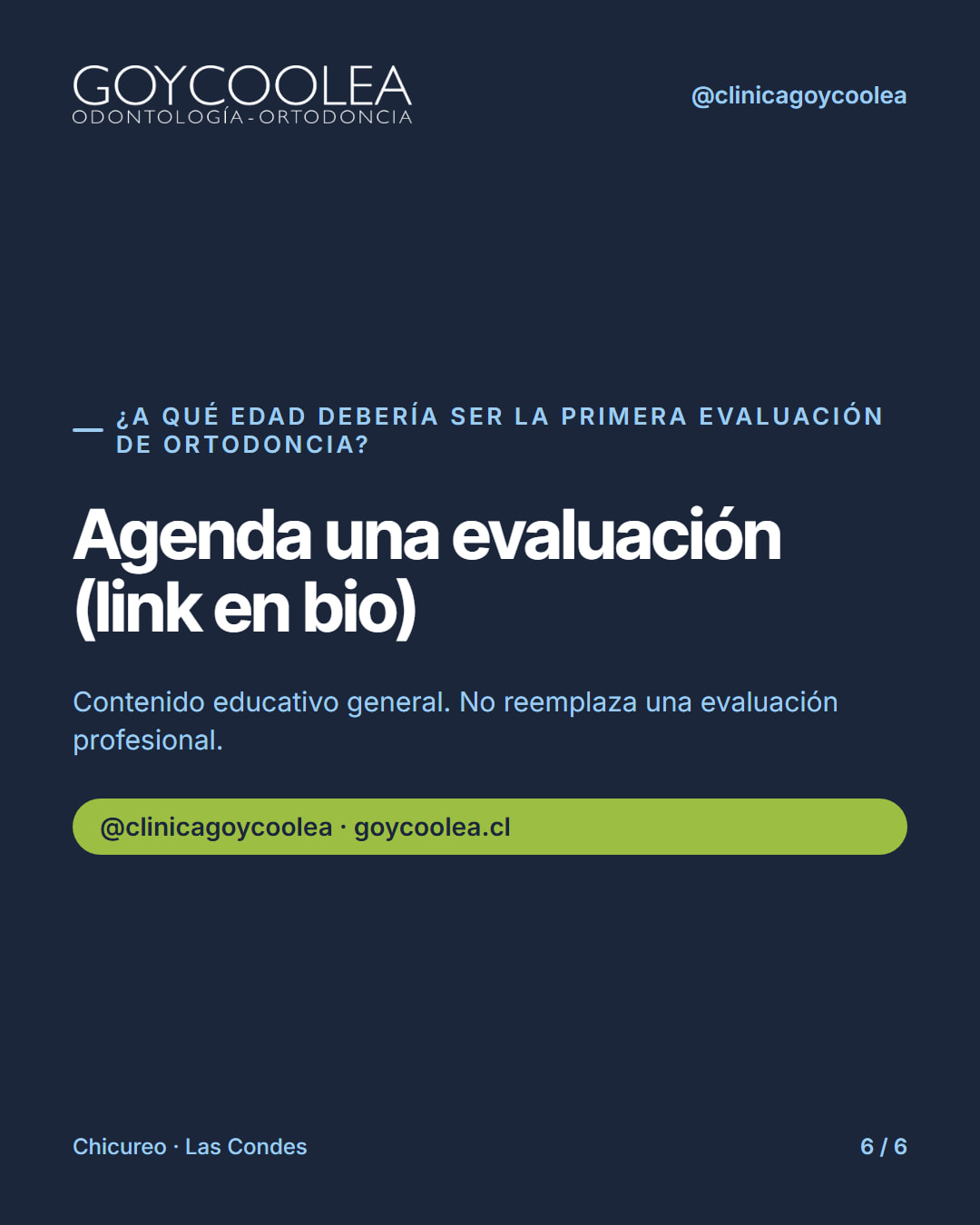 Carrusel sobre la edad recomendada para la primera evaluación de ortodoncia